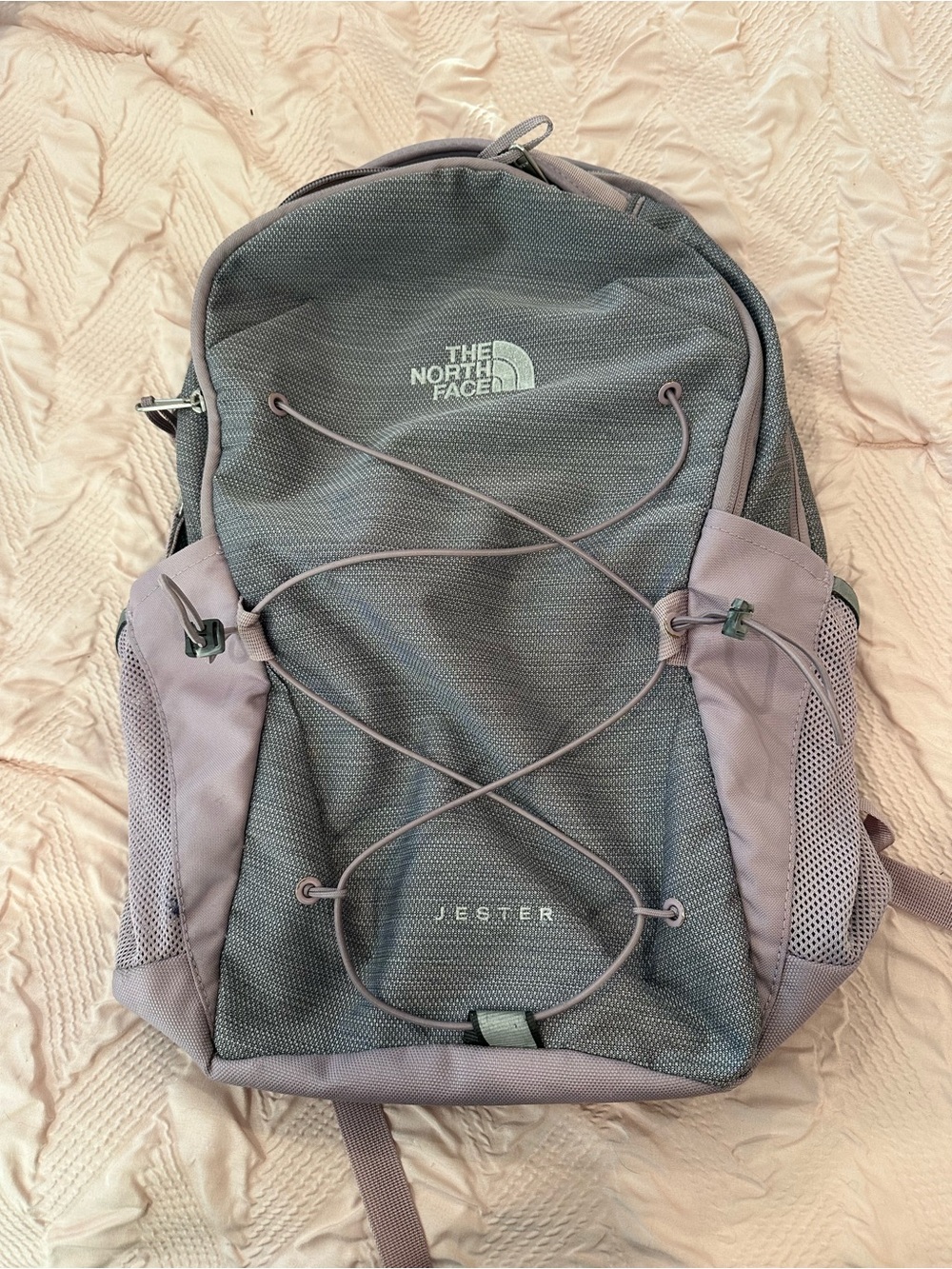 The North Face Jester Backpack in Gray and Mauve